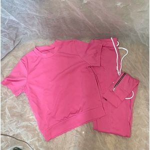 2 piece set. Short sleeve shirt with matching joggers.